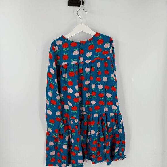 Hanna Andersson Girls Dress Blue Red Apple Print Size US 8 - Picture 2 of 5